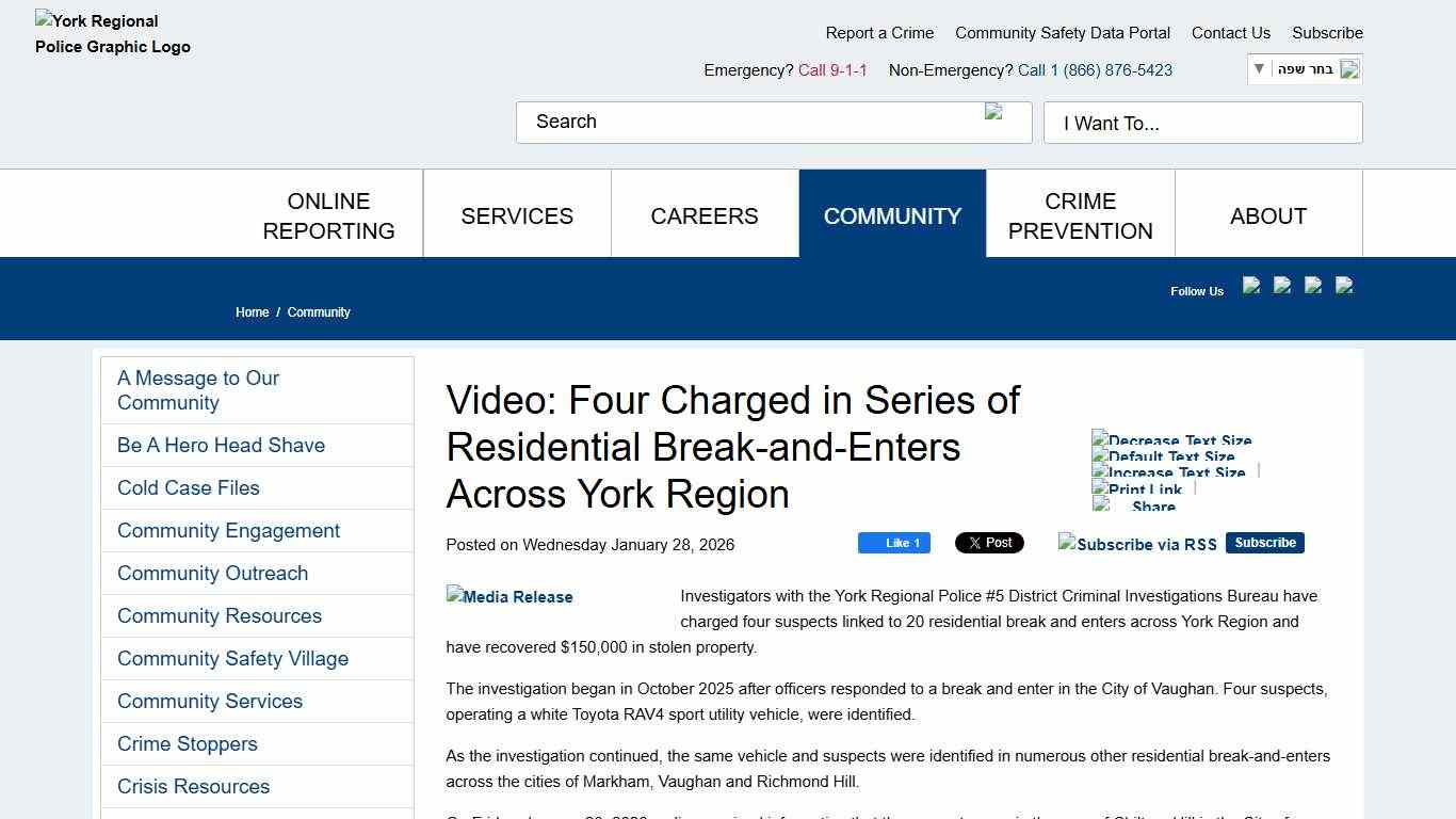News - York Regional Police